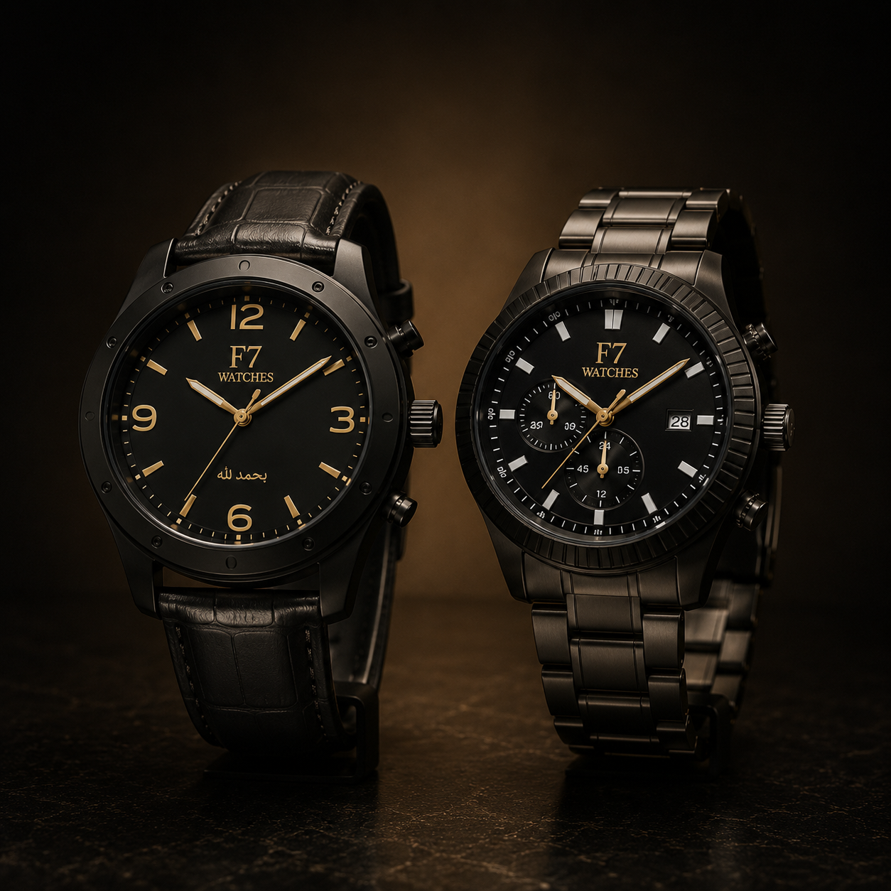 F7 Black Steel Chronograph Watch for Men