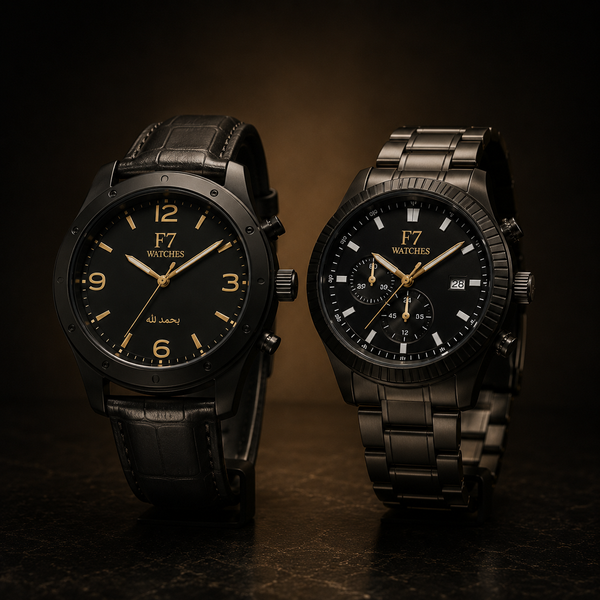 F7 Black Steel Chronograph Watch for Men