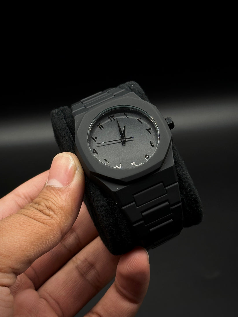 F7 Classic Black Leather Watch for Men